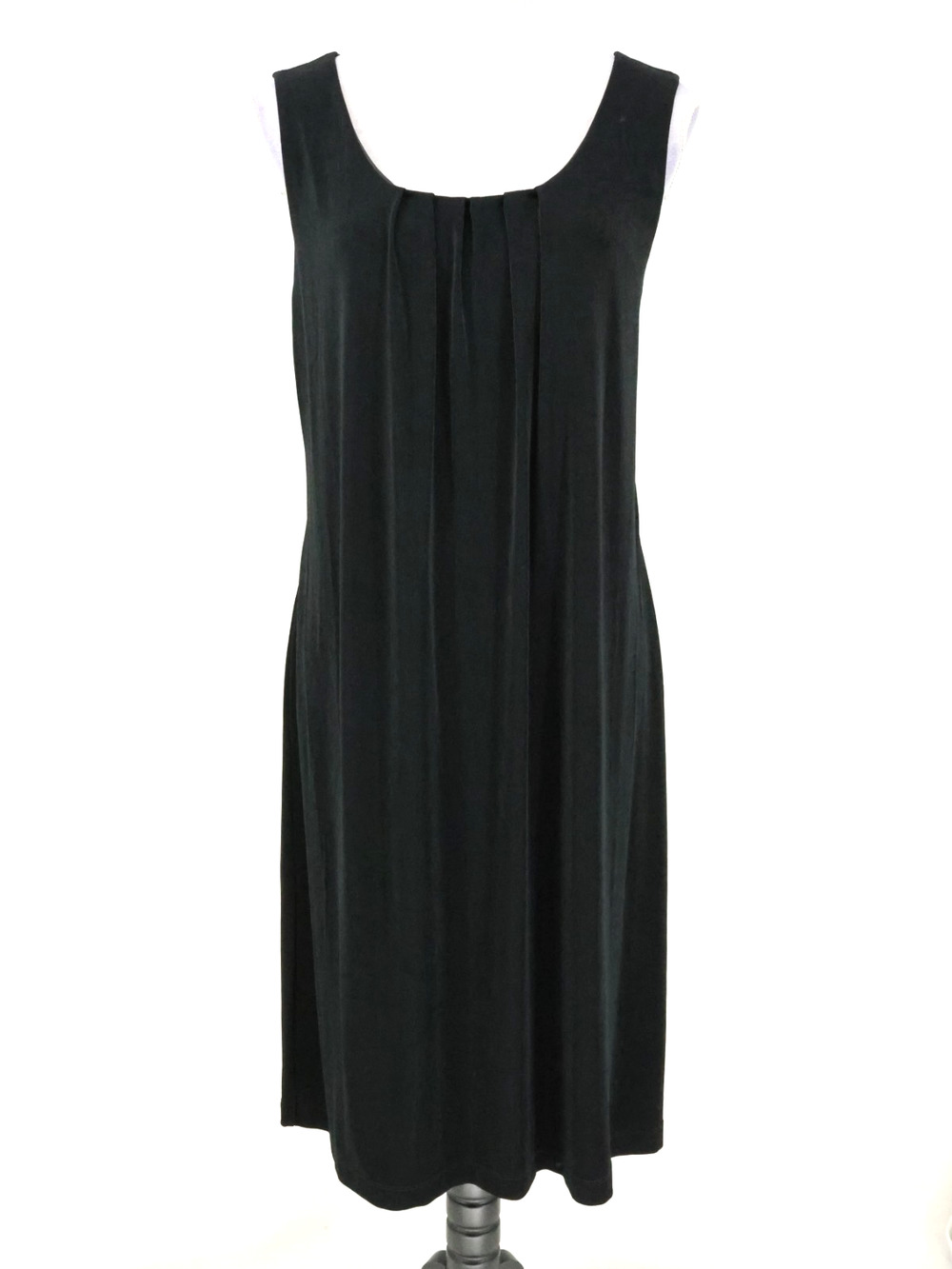 Chicos Travelers Dress 2 Womens Large 12 Black Slinky Stretch Knit Sleeveless